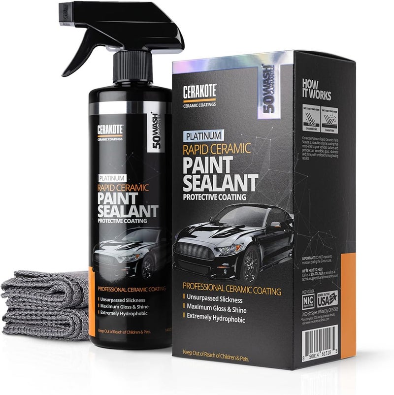CERAKOTE ® Platinum Rapid Ceramic Paint Sealant Spray - 14 oz. - 50 Wash Rating - Maximum Gloss & Shine – Extremely Hydrophobic – Unmatched Slickness - Ceramic Spray Coating - Image 1